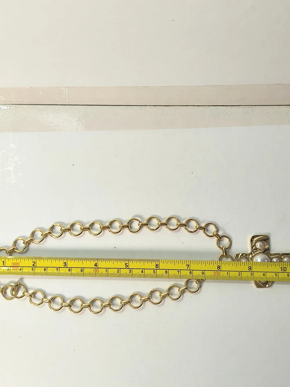 NWOT Two Gold and Pearl Beaded Cross Pendant Necklaces - Picture 7 of 8